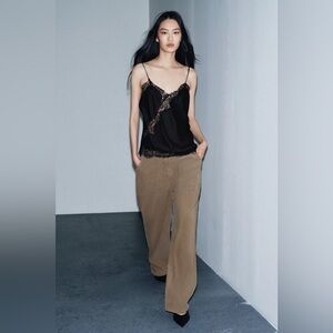 Zara Taupe Brown STRAIGHT CORDUROY PANTS WITH POCKETS ZW COLLECTION